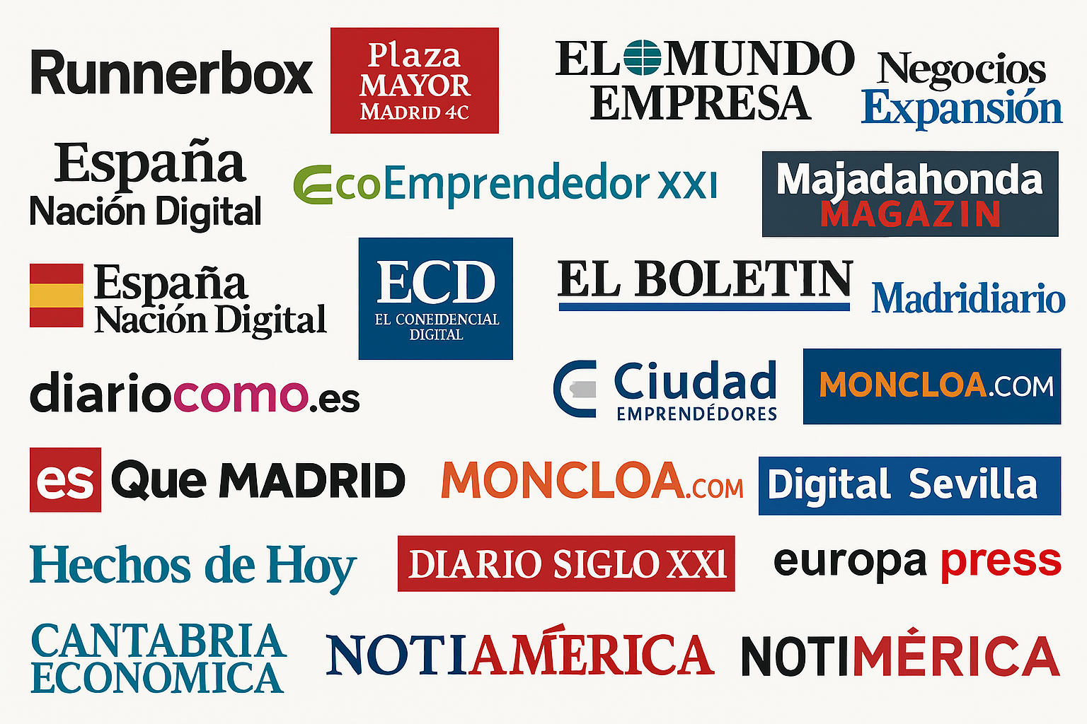 Logotipos de medios que han difundido el tratamiento innovador de fotobiomodulación transcraneal de FisioSpace